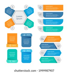 Infographic element set. Business information graph, economic graphic, diagram, growth chart. Presentation template. Web data analysis, marketing infograph construction. Vector illustration.