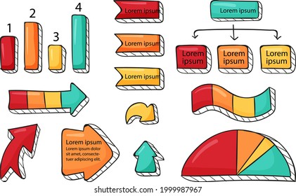 Infographic element set. Business information graph, economic graphic, diagram, growth chart. Presentation template. Web data analysis, marketing infograph construction. Vector illustration.