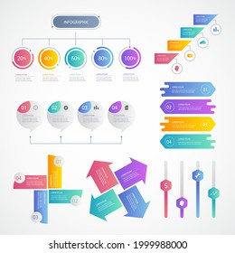 Infographic element set. Business information graph, economic graphic, diagram, growth chart. Presentation template. Web data analysis, marketing infograph construction. Vector illustration.