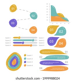 Infographic element set. Business information graph, economic graphic, diagram, growth chart. Presentation template. Web data analysis, marketing infograph construction. Vector illustration.
