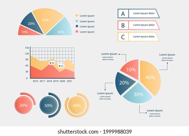 Infographic element set. Business information graph, economic graphic, diagram, growth chart. Presentation template. Web data analysis, marketing infograph construction. Vector illustration.