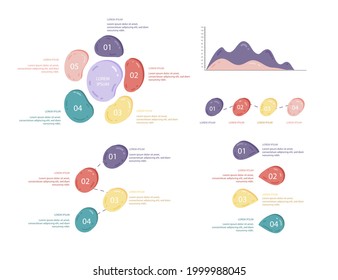 Infographic element set. Business information graph, economic graphic, diagram, growth chart. Presentation template. Web data analysis, marketing infograph construction. Vector illustration.