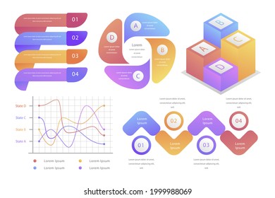 Infographic element set. Business information graph, economic graphic, diagram, growth chart. Presentation template. Web data analysis, marketing infograph construction. Vector illustration.
