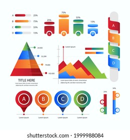 Infographic element set. Business information graph, economic graphic, diagram, growth chart. Presentation template. Web data analysis, marketing infograph construction. Vector illustration.