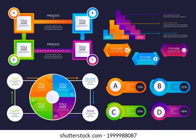 Infographic element set. Business information graph, economic graphic, diagram, growth chart. Presentation template. Web data analysis, marketing infograph construction. Vector illustration.