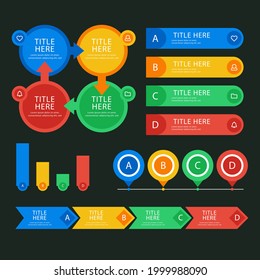 Infographic element set. Business information graph, economic graphic, diagram, growth chart. Presentation template. Web data analysis, marketing infograph construction. Vector illustration.