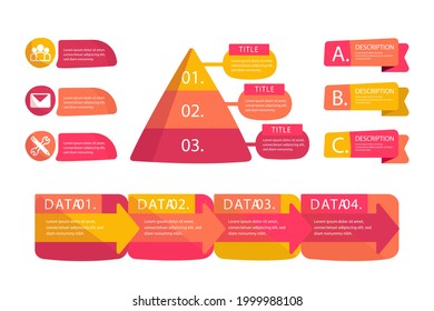 Infographic element set. Business information graph, economic graphic, diagram, growth chart. Presentation template. Web data analysis, marketing infograph construction. Vector illustration.