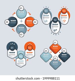 Infographic element set. Business information graph, economic graphic, diagram, growth chart. Presentation template. Web data analysis, marketing infograph construction. Vector illustration.