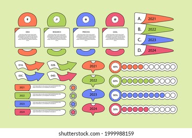 Infographic element set. Business information graph, economic graphic, diagram, growth chart. Presentation template. Web data analysis, marketing infograph construction. Vector illustration.