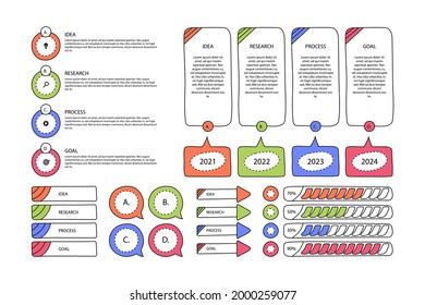 Infographic element set. Business information graph, economic graphic, diagram, growth chart. Presentation template. Web data analysis, marketing infograph construction. Vector illustration.