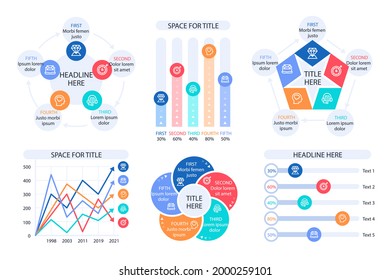 Infographic element set. Business information graph, economic graphic, diagram, growth chart. Presentation template. Web data analysis, marketing infograph construction. Vector illustration.