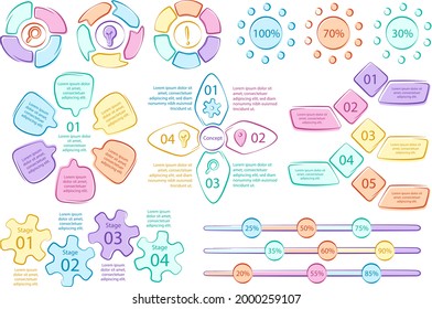 Infographic element set. Business information graph, economic graphic, diagram, growth chart. Presentation template. Web data analysis, marketing infograph construction. Vector illustration.
