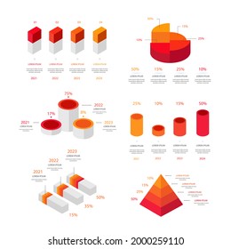 Infographic element set. Business information graph, economic graphic, diagram, growth chart. Presentation template. Web data analysis, marketing infograph construction. Vector illustration.
