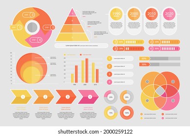 Infographic element set. Business information graph, economic graphic, diagram, growth chart. Presentation template. Web data analysis, marketing infograph construction. Vector illustration.