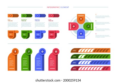 Infographic element set. Business information graph, economic graphic, diagram, growth chart. Presentation template. Web data analysis, marketing infograph construction. Vector illustration.