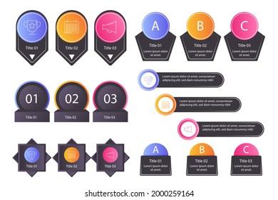 Infographic element set. Business information graph, economic graphic, diagram, growth chart. Presentation template. Web data analysis, marketing infograph construction. Vector illustration.