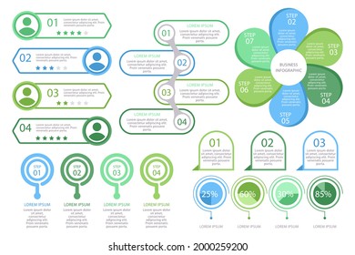 Infographic element set. Business information graph, economic graphic, diagram, growth chart. Presentation template. Web data analysis, marketing infograph construction. Vector illustration.