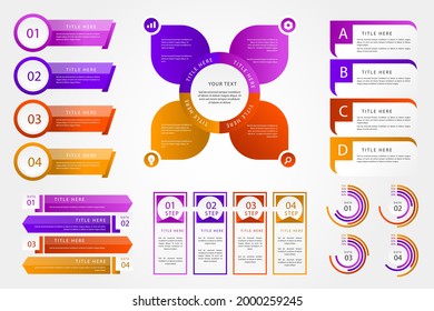 Infographic element set. Business information graph, economic graphic, diagram, growth chart. Presentation template. Web data analysis, marketing infograph construction. Vector illustration.