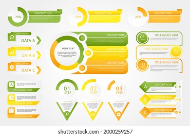 Infographic element set. Business information graph, economic graphic, diagram, growth chart. Presentation template. Web data analysis, marketing infograph construction. Vector illustration.