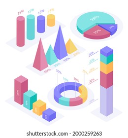 Infographic element set. Business information graph, economic graphic, diagram, growth chart. Presentation template. Web data analysis, marketing infograph construction. Vector illustration.