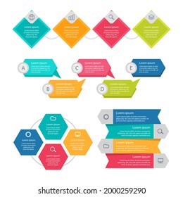 Infographic element set. Business information graph, economic graphic, diagram, growth chart. Presentation template. Web data analysis, marketing infograph construction. Vector illustration.