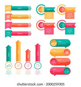 Infographic element set. Business information graph, economic graphic, diagram, growth chart. Presentation template. Web data analysis, marketing infograph construction. Vector illustration.