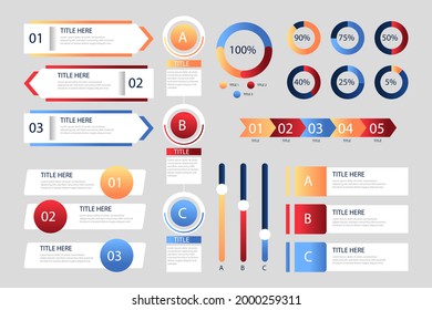 Infographic element set. Business information graph, economic graphic, diagram, growth chart. Presentation template. Web data analysis, marketing infograph construction. Vector illustration.