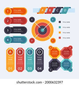 Infographic element set. Business information graph, economic graphic, diagram, growth chart. Presentation template. Web data analysis, marketing infograph construction. Vector illustration.