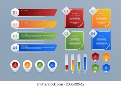 Infographic element set. Business information graph, economic graphic, diagram, growth chart. Presentation template. Web data analysis, marketing infograph construction. Vector illustration.