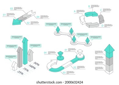 Infographic element set. Business information graph, economic graphic, diagram, growth chart. Presentation template. Web data analysis, marketing infograph construction. Vector illustration.