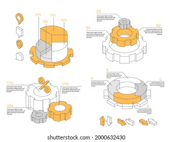 Infographic element set. Business information graph, economic graphic, diagram, growth chart. Presentation template. Web data analysis, marketing infograph construction. Vector illustration.