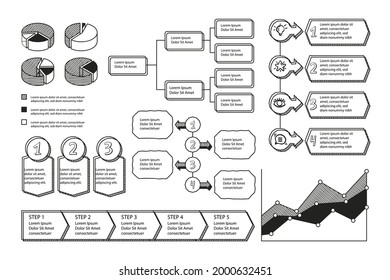 Infographic element set. Business information graph, economic graphic, diagram, growth chart. Presentation template. Web data analysis, marketing infograph construction. Vector illustration.