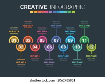 Infographic element template for 12 options, Presentation business can be used for Business concept.