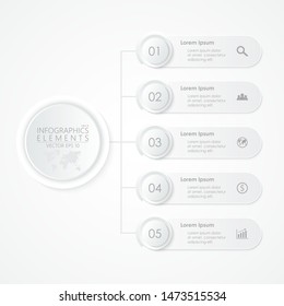 Infographic element template for business with 5 options, steps or processes. Business Presentation. Vector illustration EPS10.