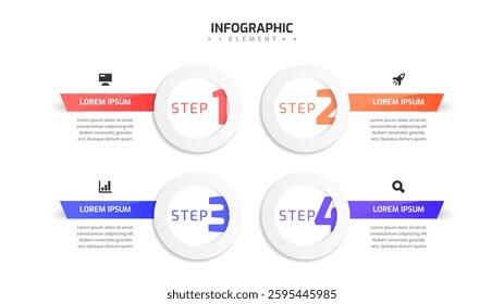 Infographic Element Templates with Circle Label Icons and 3 Number Suitable for Process Diagram