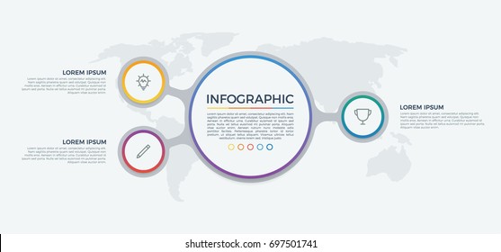 infographic element vector with 3 options, list, steps, circles, can be used for workflow, diagram, banner, process, business presentation template, timeline, report. light theme.