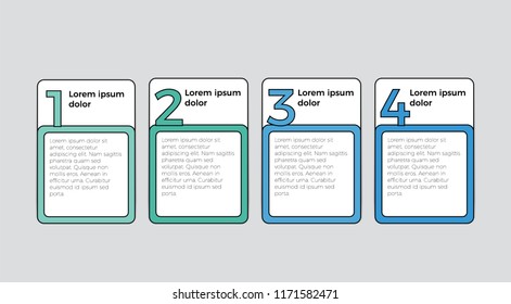 infographic element vector with 4 boxes for list, timeline, business presentation, etc.