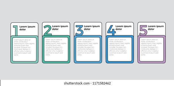 infographic element vector with 5 boxes for list, timeline, business presentation, etc.
