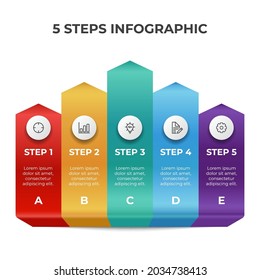 infographic element vector with 5 bullets, steps, options, list, arrow chart diagram