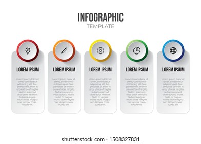 Infographic element vector, data visualization template, banner with 5 options, steps, workflow, task, or processes