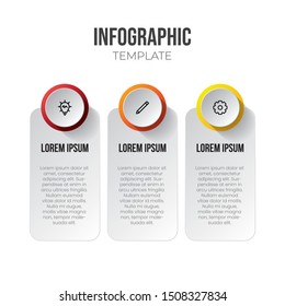 Infographic element vector, data visualization template, banner with 3 options, list, steps, workflow, task, or processes