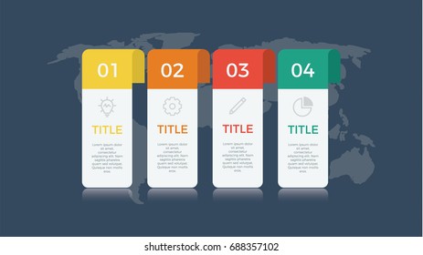 infographic element vector with four number options, can be used for step, workflow, diagram, banner, process, business presentation template, web design, price list, timeline, report. dark theme