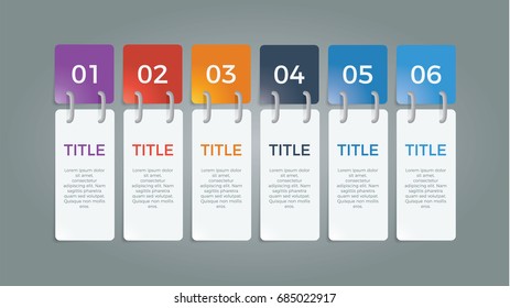infographic element vector with six number options, use for step, workflow, diagram, banner, process, business presentation template, web design