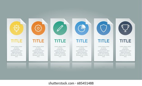 infographic element vector with six number options, use for step, workflow, diagram, banner, process, business presentation template, web design, price list.