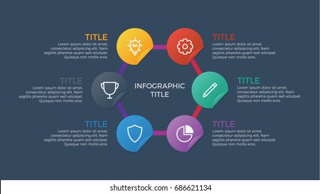 infographic element vector with six number options, can be used for step, workflow, diagram, banner, process, business presentation template, web design, timeline, report. dark theme