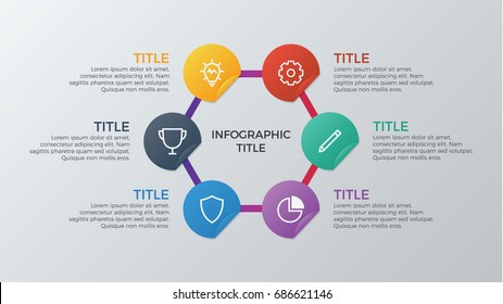 infographic element vector with six number options, can be used for step, workflow, diagram, banner, process, business presentation template, web design, timeline, report. light  theme
