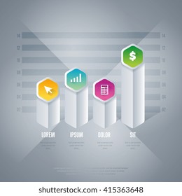 Infographic element for website or business project with infographic icons, step, bar. Abstract infographic element concept with different stage and part element. Business infographic timeline element