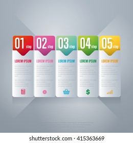 Elemento infográfico para sitio web o proyecto empresarial con iconos infográficos, step, bar. Concepto de elemento infográfico abstracto con diferentes elementos de etapa y pieza. Elemento de escala de tiempo de la información empresarial