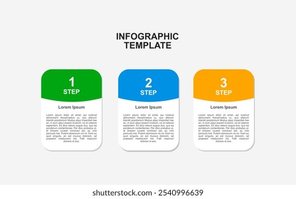 Infografische Elemente mit 3 Stufen auf weißem Hintergrund.
