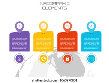 Infographic elements with 4 marketing icons some Elements of this image furnished by NASA